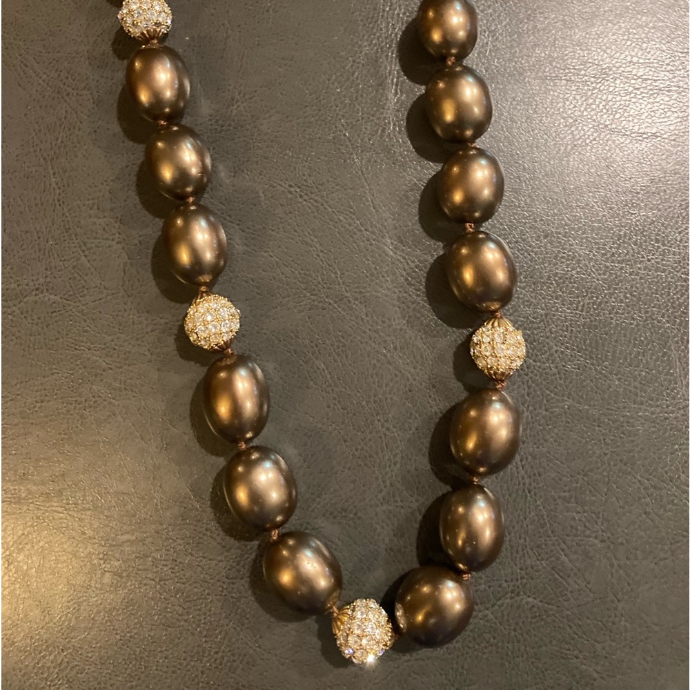 CERESE D HANDMADE LUXURIOUS 1STRAND bronze SHELL  PEARL NECKLACE 18”